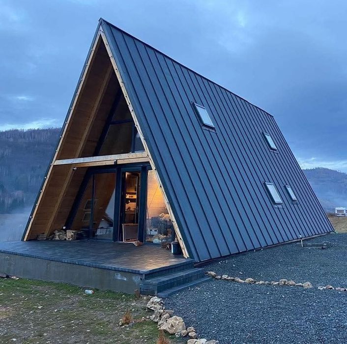 Cabane din case lemn tip A-Frame house modulare exista