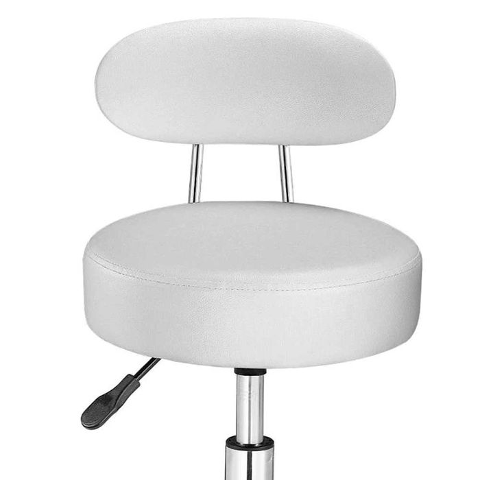 Козметична табуретка с облегалка/Работна табуретка с колелца - 2 цвята