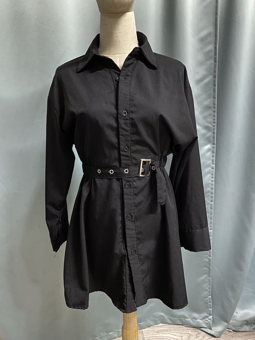 короткое черное платье рубашка