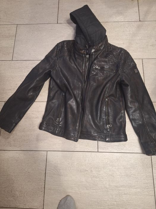 Geaca piele naturală biker Gipsy cu gluga L