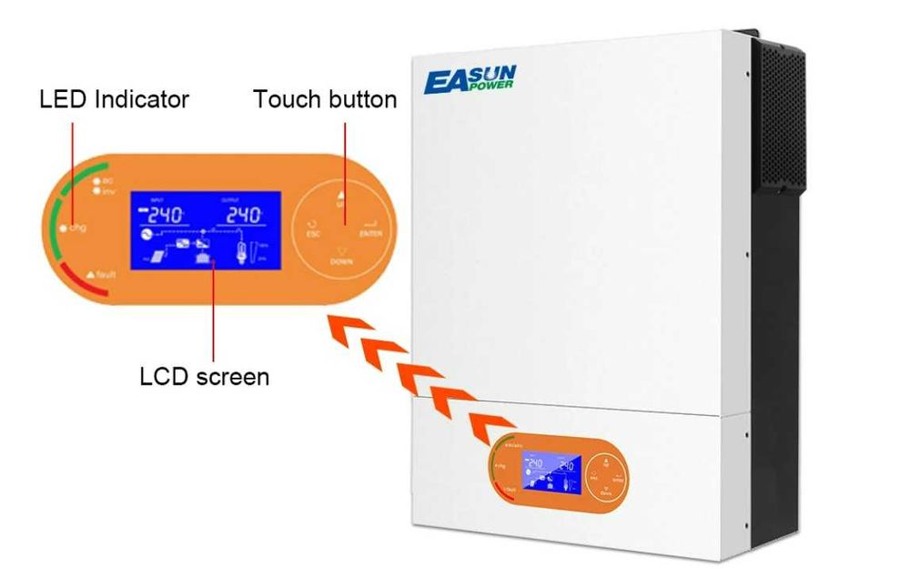 Invertor Hibrid Easun SMR-II-6KP-48V-WiFi Alb/ Portocaliu, Off Grid