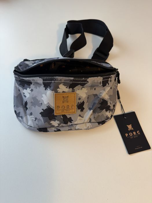 Borseta PORC, logo hip bag gri