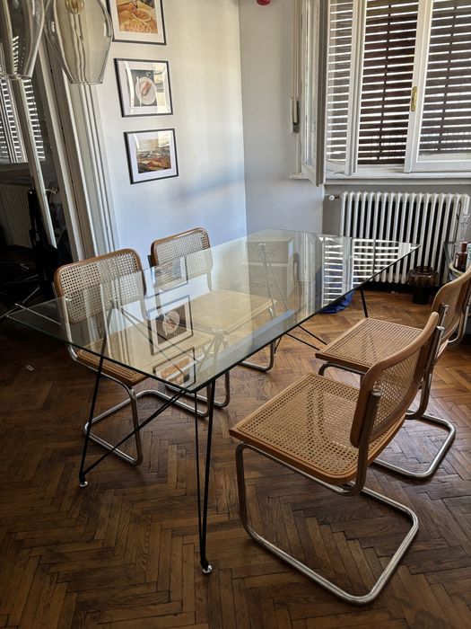 Masa de dining din sticla mid century
