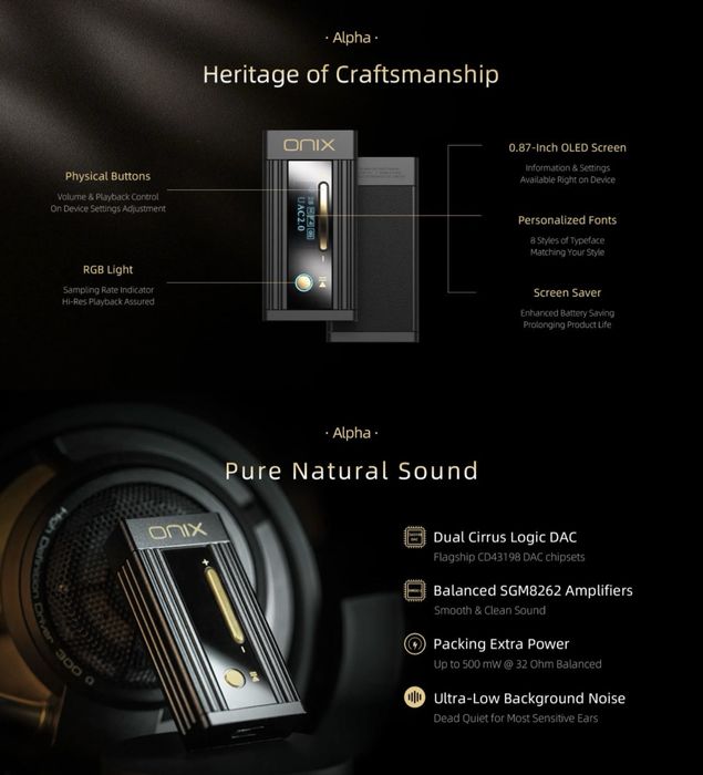 ЦАП и усилитель для наушников Onix Alpha XI1