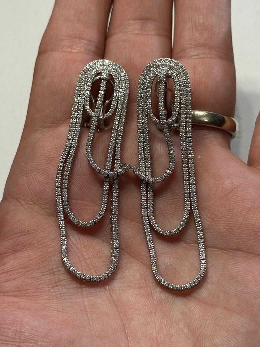 CERCEI AUR alb 18K + 540 Diamante TOP x 0.01 = 5.4CT - 22g. - Tip " Tennis" - Gordini !