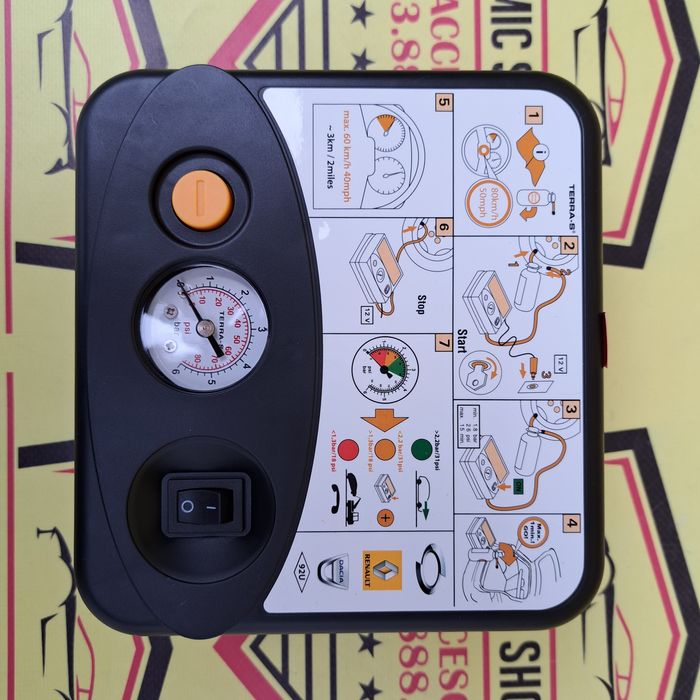 Compresor auto umflat roti original Dacia Renault 12V 96W 8A neutiliza