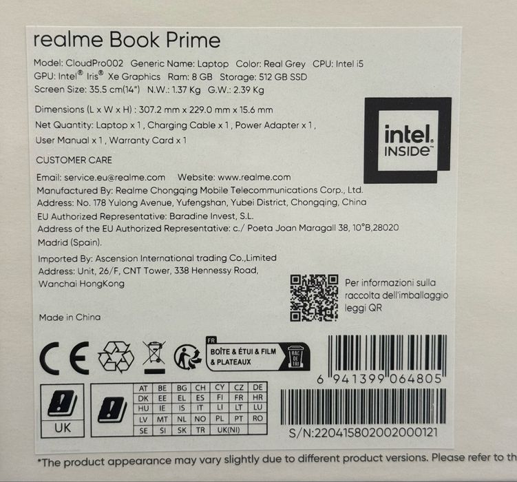 НОВ!!! Лаптоп Realme Book Prime 14” i5 (11th Gen), 8GB RAM, 512GB SSD