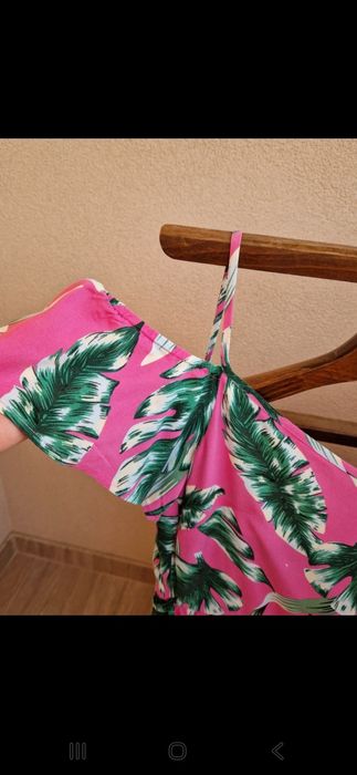 Rochie vara fete roz cu imprimeu de frunze