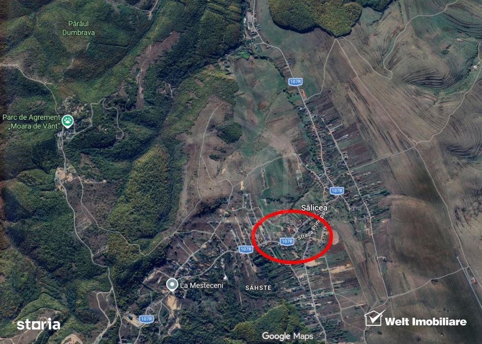 Salicea – teren intravilan 920 mp, front 28 m la doua strazi, utilit