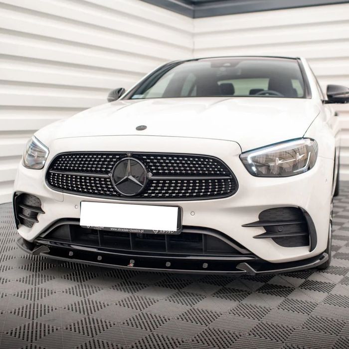 Преден Лип Спойлер Maxton Mercedes-Benz E-Class W213 (2021+) – Черен Гланц НА СКЛАД!!