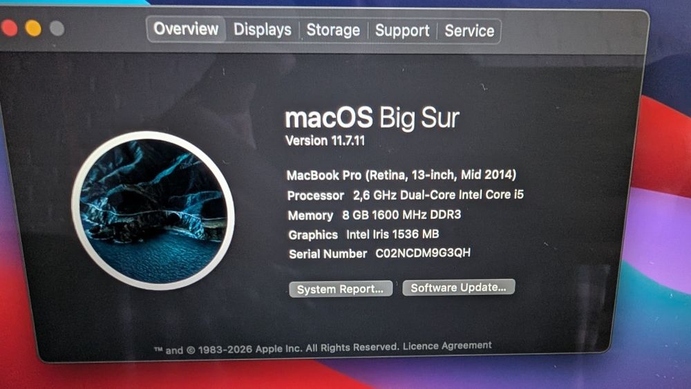 MacBook Pro 13" Retina (Mid 2014) / 8GB RAM / 256GB