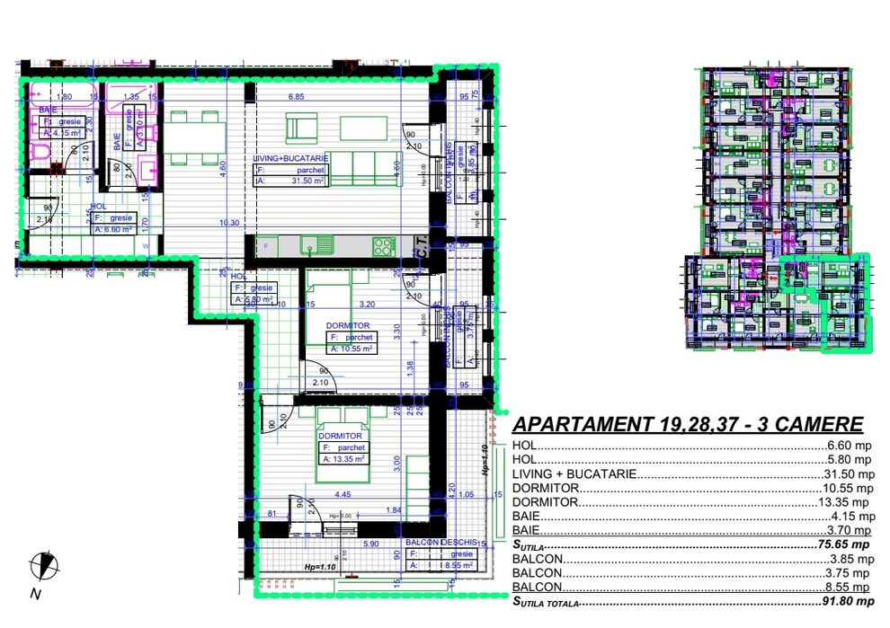 Apartament trei camere