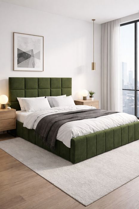 Pat tapitat cu somiera metalica 9  bucati stoc