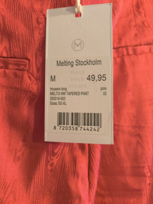Pantaloni Tapered Melting Stockholm – Roz Satinat, Mărimea M