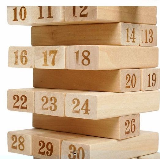 Дървена Дженга Кула с 4 зара и 54 блокчета JENGA / дървен строител