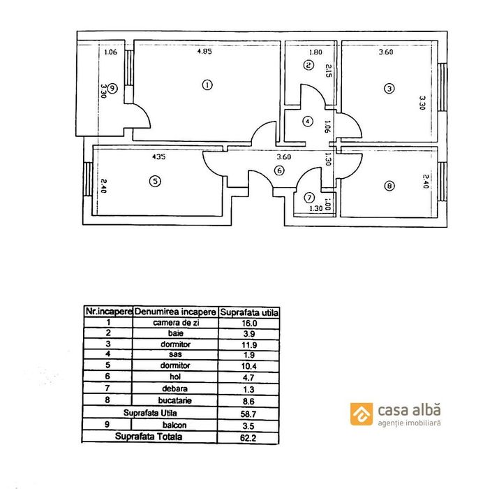 Tatarasi, 3 camere decomandat, etaj 3, disponibil imediat