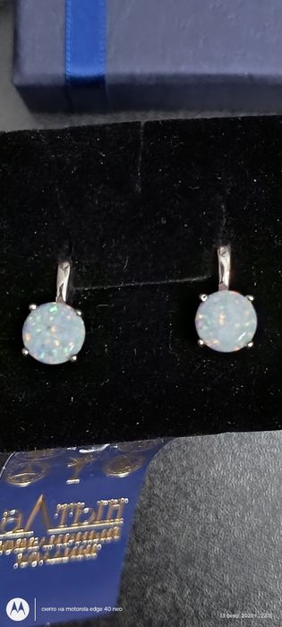 Сережки серебро английский