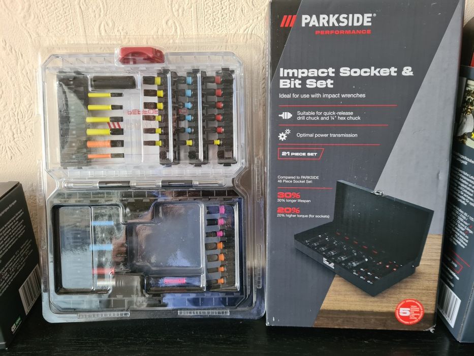 Комплект Гайковерт Parkside Performance 12V с батерия 5ah, накрайници и вложки