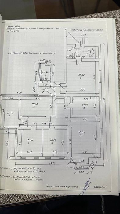 Продаётся Нежилое Помещение 695 м2 ул.Абдулла Кадыри гос-ца Ramada