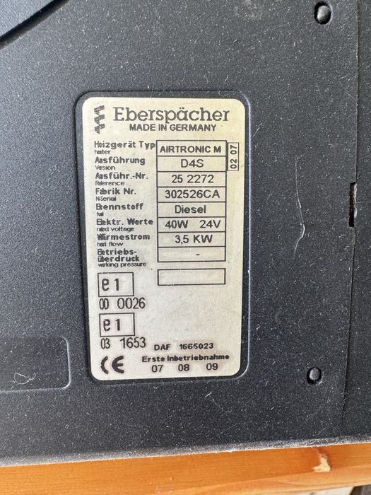 Продавам 2 бр. суха печка  Airtronic Eberspacher 3.5kw за ДАФ,DAF