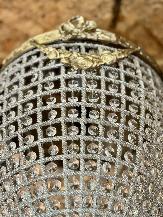 Lustră Ludovic Bronz / Cristal *** vintage / antic / vechi / retro ***