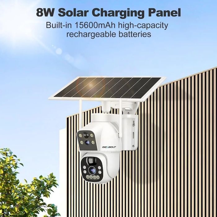 Cameră de supraveghere 2 MP, GENBOLT, Zoom digital 4X, baterie 15600mAh, panou solar 8W