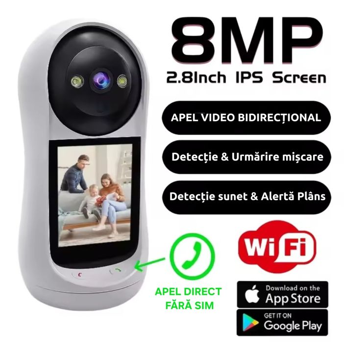 Cameră WIFI cu APEL VIDEO DIRECT. Video Bidirectional. Monitor copii.