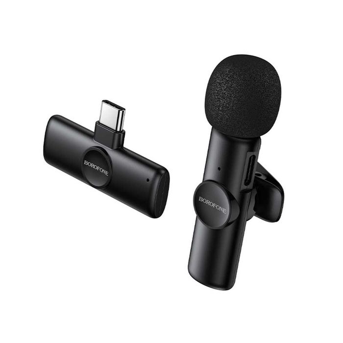 Microfon Lavalieră Wireless Borofone Winner BFK16, USB-C, Omnidirecțional, Anulare Zgomot ENC, Plug&Play, Negru