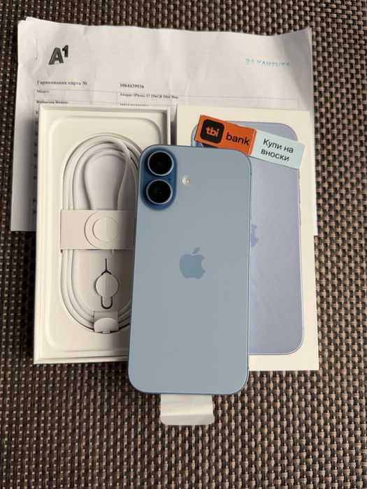 iPhone 17 256GB *КАТО НОВ*Mist Blue ГАРАНЦИЯ•ЛИЗИНГ TBI 27€/м