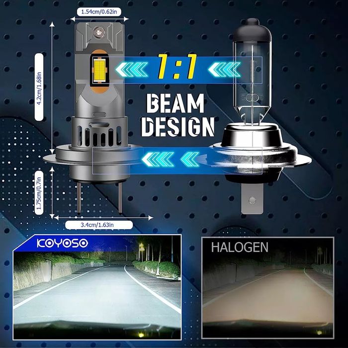 LED крушки за фар KOYOSO H7 ,55W 15000LM  6500K бяла.