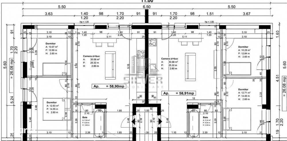 Apartament cu 3 camere/59 mp/Terasa 26mp/CF/imobil NZEB/TVA INCLUS — fotografia 3