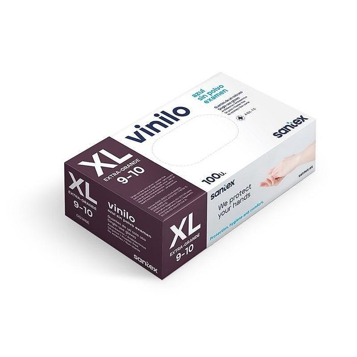 Винилови ръкавици сини размер xl 100 бр