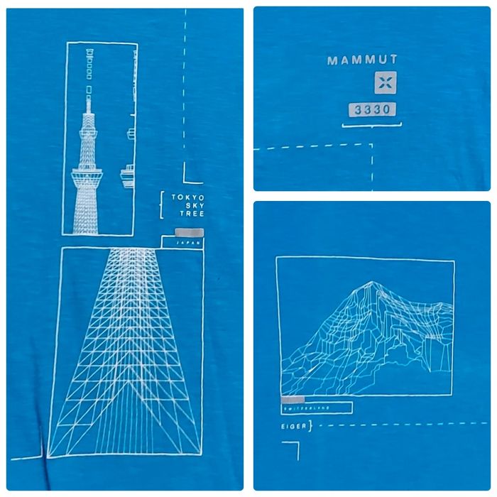 Tricou functional Mammut Swiss Design T-Shirt Men Glacier Blue, Eiger Tokyo Sky Tree mărimea M