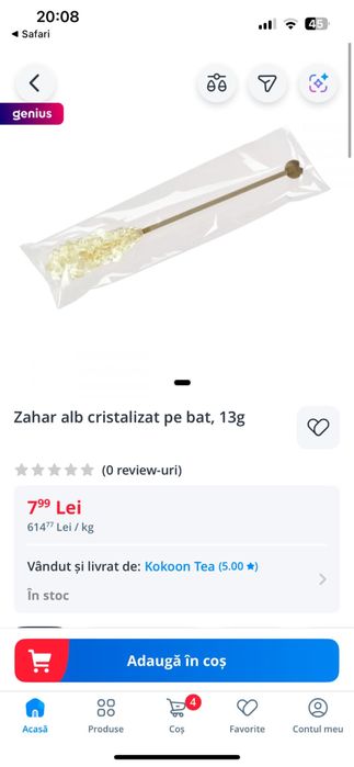 Zahar alb cristalizat pe bat