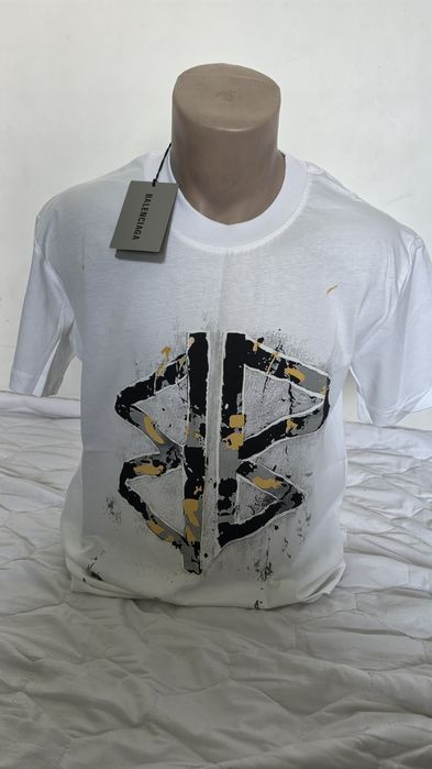 Tricou Balenciaga, nou, alb, S-XXL, imprimeu, unisex, cu eticheta