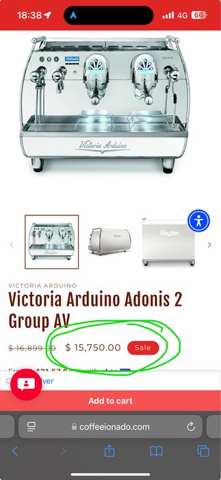 Espressor profesional Victoria Arduino Adonis Plus 2 gr alb