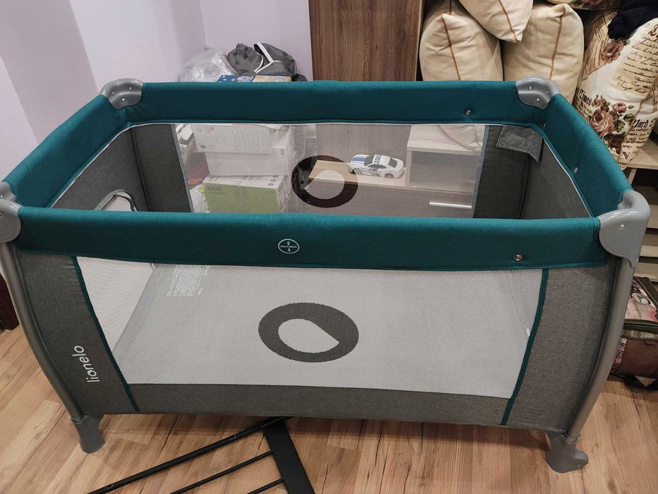Lionelo Сгъваема бебешка кошара THOMI Turquoise 2 нива