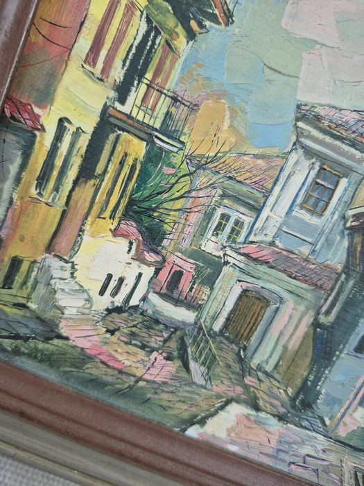 Пейзаж масло "Старият Пловдив "