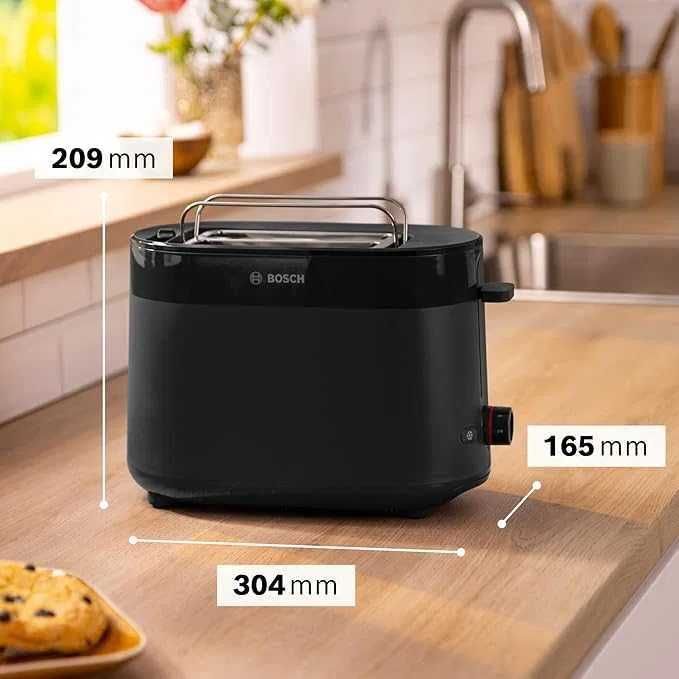 Компактен тостер Bosch MyMoment TAT2M123, вградена приставка за хлебче