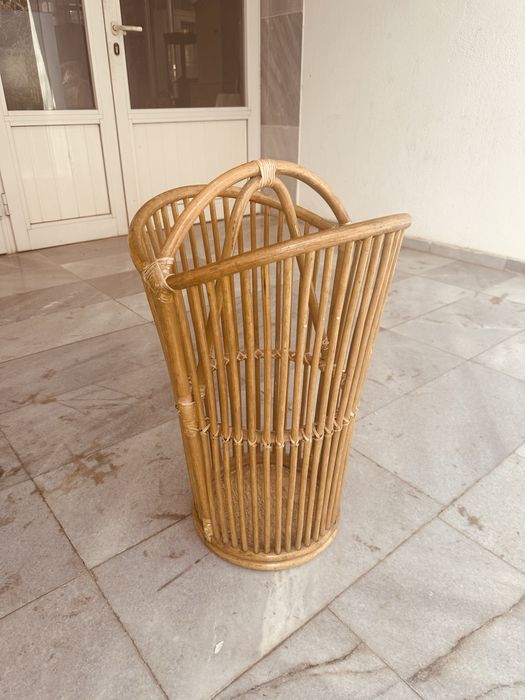 Декоративен ратанов кош/стойка,Nordic Boho стил от 90-те Дания