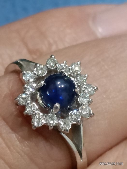 Vind inel din aur 18kt cu safir și diamante