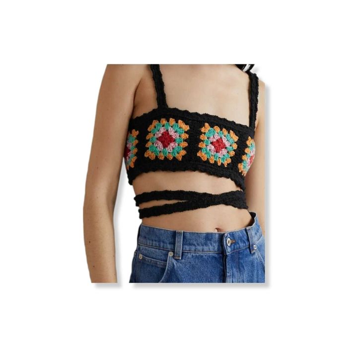 Top de vara model Granny Square, multicolor