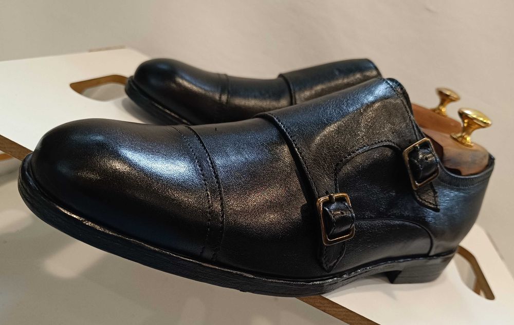 Pantofi monk de lux 40 40.5 lucrati manual Amedeo Testoni NOI piele