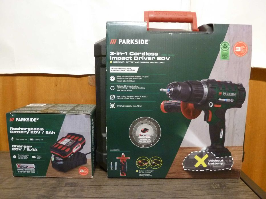 Нов акумулаторен винтоверт Parkside 20V с батерия и зарядно