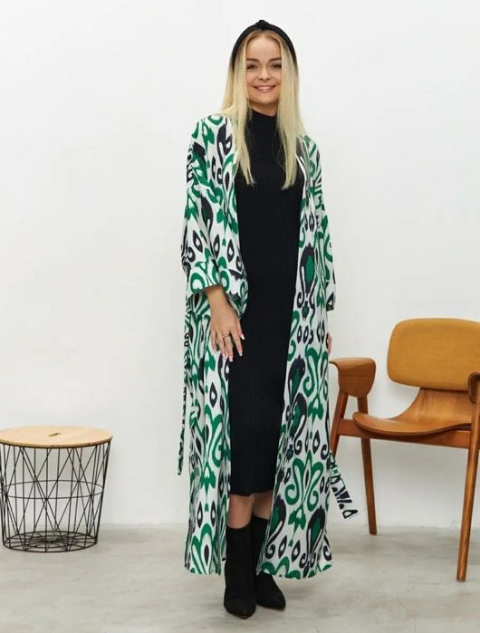 ADRAS Xalat в восточном стиле из хлопка с полиэстером. Халат-кимоно