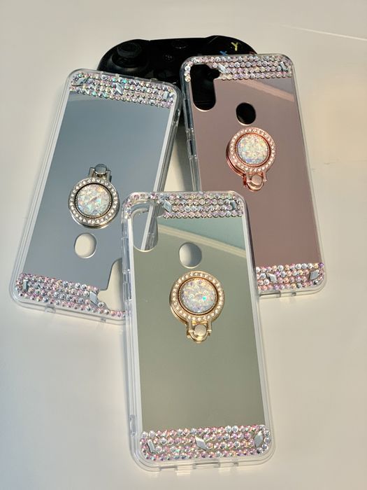 Husa oglinda, pietricele + inel pt. Samsung Galaxy A22 4G /  M21