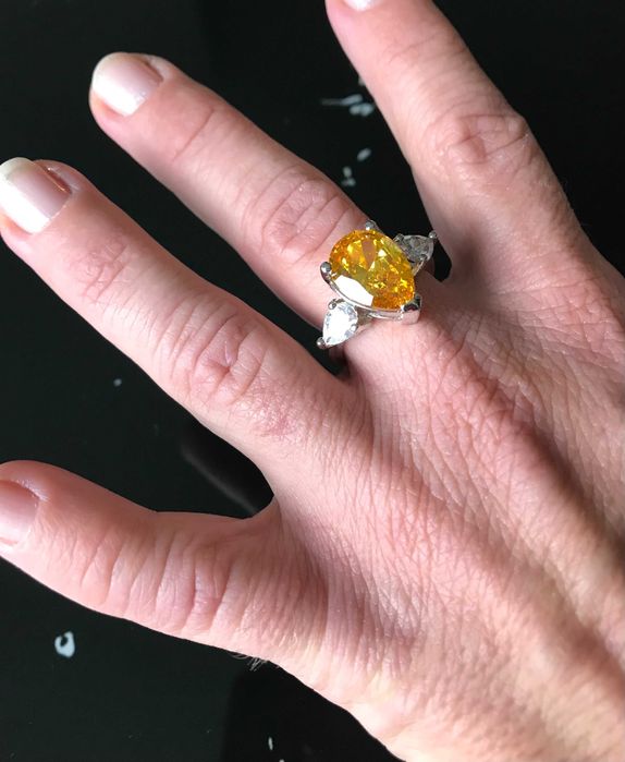 Inel Argint 925 cu Pietre Semipretioase Citrin si Topaz Antichizat