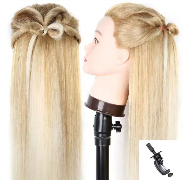 100% ЕСТЕСТВЕНА Тренировъчна YAKI глава за грим и прически със стойка