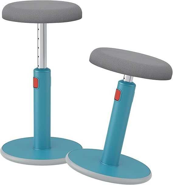 Taburet ergonomic pentru birou, Leitz, Ergo Cozy, Albastru/Gri