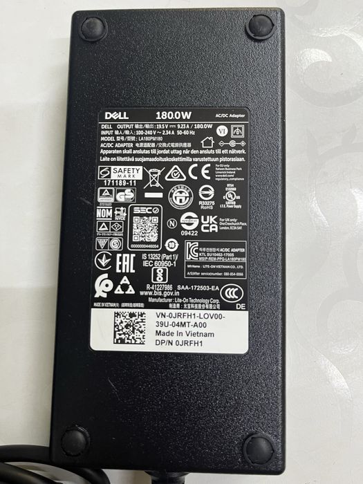 Блок питания Dell alienware power suply 180 wt оригинал толстый разъем